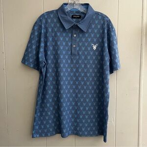 Druids Golf Polo Shirt performance Short Sleeve Blue With Goat Logo Man’s Sz XL